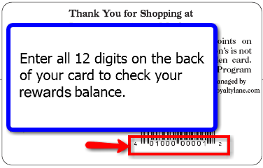 Back of Rewards Card